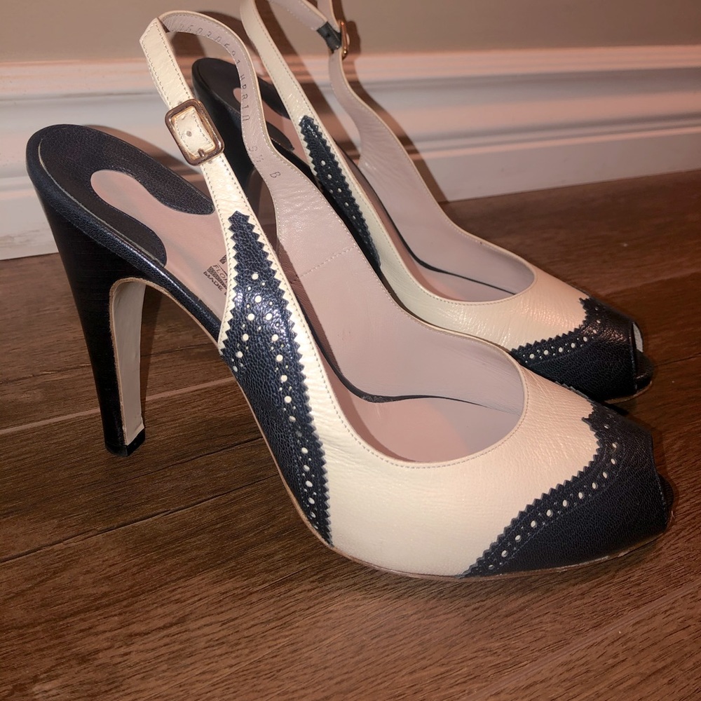 Salvatore Ferregamo Peep Toe Slingback Pumps